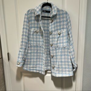 ZARA Houndstooth Textured Overshirt